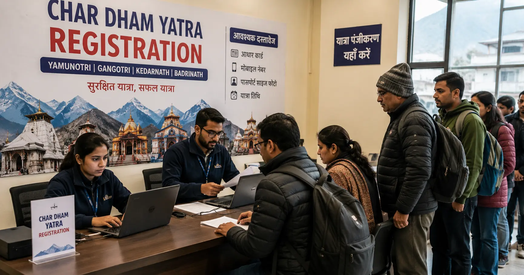 Pilgrims Standing in Queue for Registration