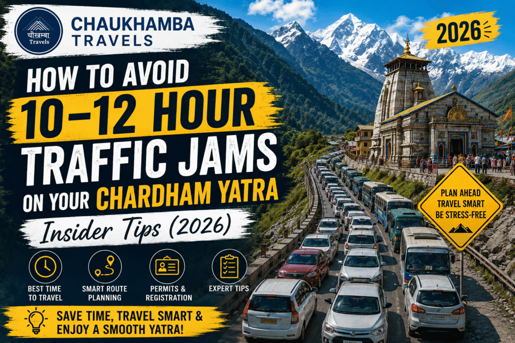 Chardham Yatra traffic jam on narrow Himalayan hill road