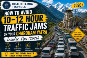 Chardham Yatra traffic jam on narrow Himalayan hill road