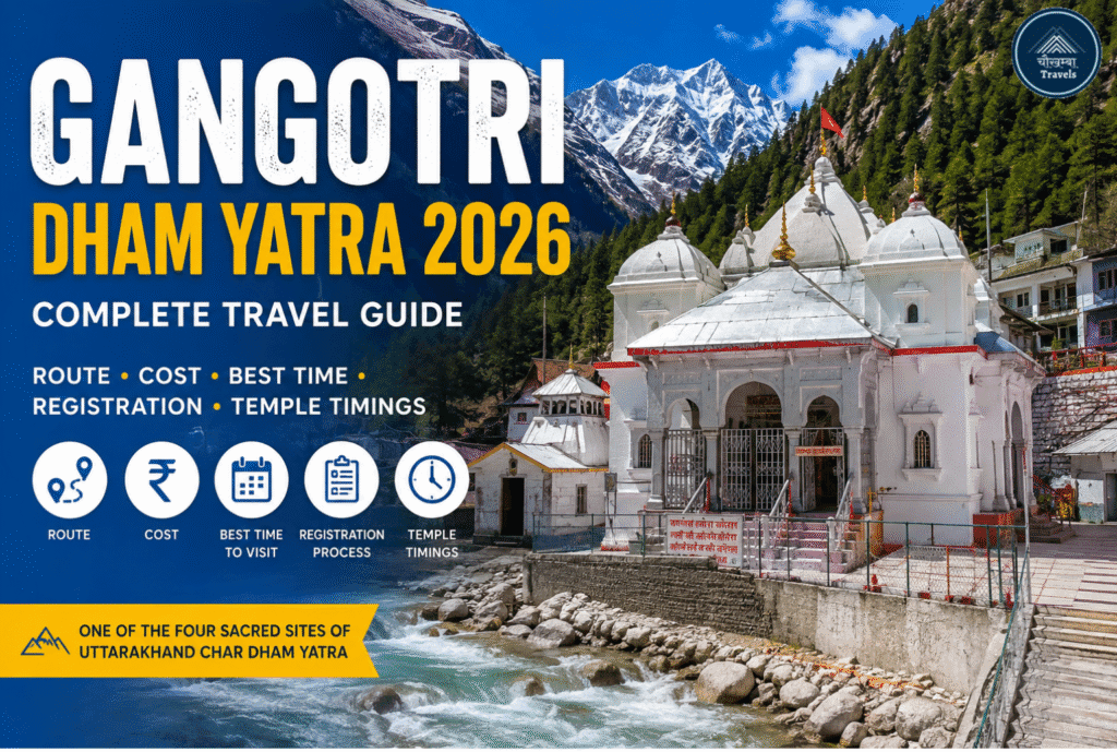 Gangotri Temple beside Bhagirathi River in Uttarkashi Uttarakhand