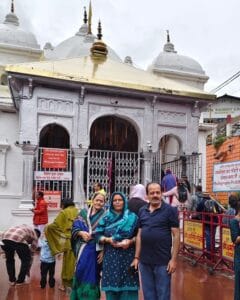 Chaukhamba Travels guests at Gangotri Temple during Char Dham Yatra
