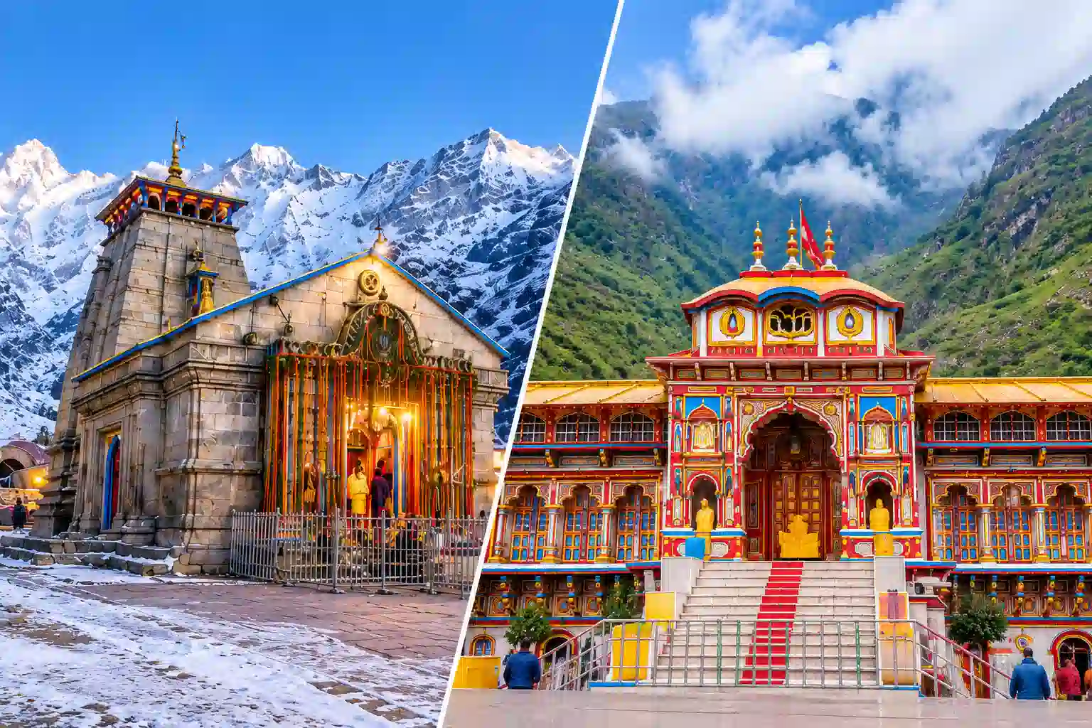 Kedarnath and Badrinath temples featured in the Do Dham Yatra package in Uttarakhand